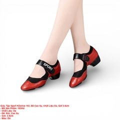 Giày Tập Sport KDance 193, Đế Cao Su, Chất Liệu Da, Gót 3.5cm (193Kd) - Đỏ
