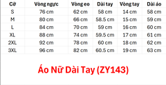 (Doubl) Áo Nữ Dài Tay (ZY143) - Đen + Size