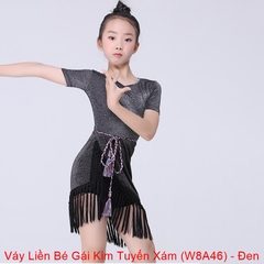 (WJJDance) Váy Liền Bé Gái Kim Tuyến Xám (W8A46) - Đen + Size