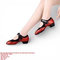 Giày Tập Sport KDance 193, Đế Cao Su, Chất Liệu Da, Gót 3.5cm (193Kd) - Đỏ