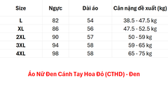Áo Nữ Đen Cánh Tay Hoa Đỏ (CTHD) - Đen + Size