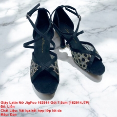Giày Latin Nữ JigFoo 162914 Gót 7.5cm (162914J7P) - Đen