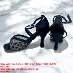 Giày Latin Nữ JigFoo 162914 Gót 7.5cm (162914J7P) - Đen