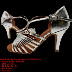 Giày Latin Nữ Focus Dance 167 Gót 8.5cm (167FD8P) - Bạc
