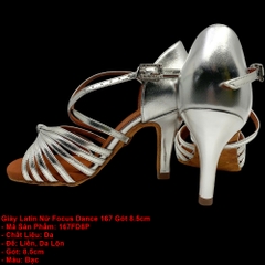 Giày Latin Nữ Focus Dance 167 Gót 8.5cm (167FD8P) - Bạc