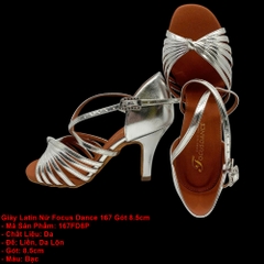 Giày Latin Nữ Focus Dance 167 Gót 8.5cm (167FD8P) - Bạc
