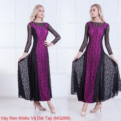 (EnuoDance) Váy Ren Khiêu Vũ Dài Tay (MQ269) - Hồng + Size