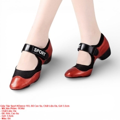 Giày Tập Sport KDance 193, Đế Cao Su, Chất Liệu Da, Gót 3.5cm (193Kd) - Đỏ