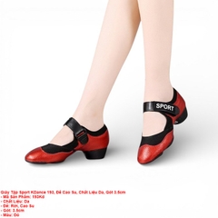 Giày Tập Sport KDance 193, Đế Cao Su, Chất Liệu Da, Gót 3.5cm (193Kd) - Đỏ