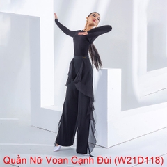 (WJJDance) Quần Nữ Voan Cạnh Đùi (W21D118) - Đen + Size