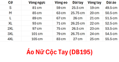 (Doubl) Áo Cổ Tròn, Ngắn Tay Nữ (DB195) - Đen + Size