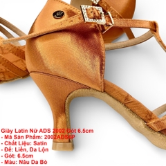 Giày Latin Nữ ADS 2002 Gót 6.5cm (2002ADS6P) - Nâu Da Bò + Size