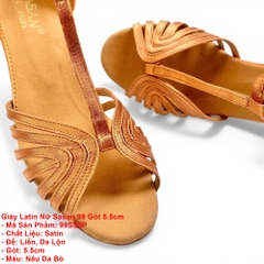 Giày Latin Nữ Sasan 99 Gót 5.5cm (99SS5P) - Nâu Da Bò