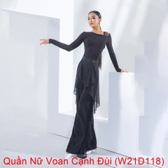 (WJJDance) Quần Nữ Voan Cạnh Đùi (W21D118) - Đen + Size