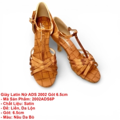 Giày Latin Nữ ADS 2002 Gót 6.5cm (2002ADS6P) - Nâu Da Bò + Size