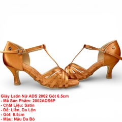 Giày Latin Nữ ADS 2002 Gót 6.5cm (2002ADS6P) - Nâu Da Bò + Size