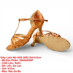 Giày Latin Nữ ADS 2002 Gót 6.5cm (2002ADS6P) - Nâu Da Bò + Size