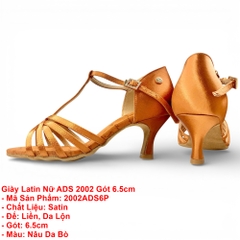 Giày Latin Nữ ADS 2002 Gót 6.5cm (2002ADS6P) - Nâu Da Bò + Size