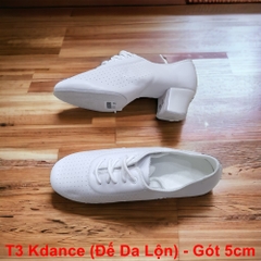 Giày Tập Latin Kdance T3 Đế Rời Da Lộn Gót 5.5cm (T3DR5P) - Trắng