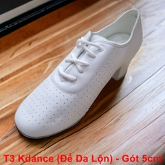 Giày Tập Latin Kdance T3 Đế Rời Da Lộn Gót 5.5cm (T3DR5P) - Trắng