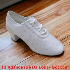 Giày Tập Latin Kdance T3 Đế Rời Da Lộn Gót 5.5cm (T3DR5P) - Trắng