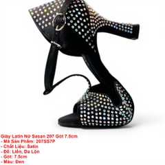 Giày Latin Nữ Sasan 207 Gót 7.5cm (207SS7P) - Đen