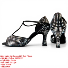 Giày Latin Nữ Sasan 207 Gót 7.5cm (207SS7P) - Đen