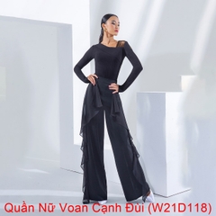(WJJDance) Quần Nữ Voan Cạnh Đùi (W21D118) - Đen + Size