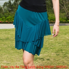 (WJJDance) Chân Váy Ba Tầng Lượn Sóng W9D41 (W9D41) - Xanh + Size
