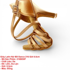 Giày Latin Nữ BD Dance 216 Gót 8.5cm (216BD8P) - Đồng + Size