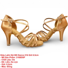 Giày Latin Nữ BD Dance 216 Gót 8.5cm (216BD8P) - Đồng + Size