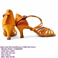 Giày Latin Nữ SoulDancer 216B Gót 6.5cm (216BSD6P) - Nâu Da Bò