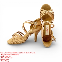 Giày Latin Nữ Just BDDance 216, Đế Da, Gót 8.5cm (216JB8P-D) - Đồng + Size