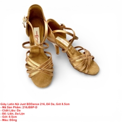 Giày Latin Nữ Just BDDance 216, Đế Da, Gót 8.5cm (216JB8P-D) - Đồng + Size