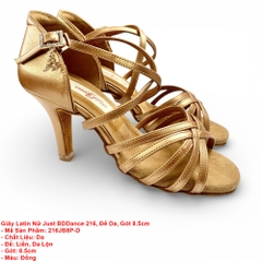 Giày Latin Nữ Just BDDance 216, Đế Da, Gót 8.5cm (216JB8P-D) - Đồng + Size