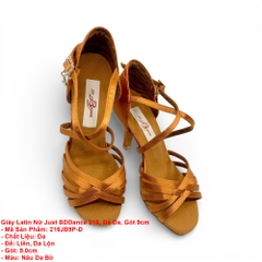 Giày Latin Nữ Just BDDance 216, Đế Da, Gót 9cm (216JB9P-D) - Nâu Da Bò + Size