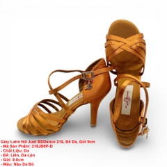 Giày Latin Nữ Just BDDance 216, Đế Da, Gót 9cm (216JB9P-D) - Nâu Da Bò + Size