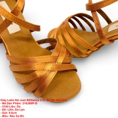Giày Latin Nữ Just BDDance 216, Đế Da, Gót 9cm (216JB9P-D) - Nâu Da Bò + Size