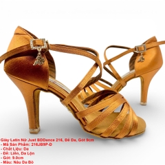 Giày Latin Nữ Just BDDance 216, Đế Da, Gót 9cm (216JB9P-D) - Nâu Da Bò + Size
