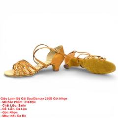 Giày Latin Bé Gái SoulDancer 216B Gót Nhọn (216TEN) - Nâu Da Bò