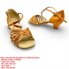 Giày Latin Bé Gái SoulDancer 216B Gót Nhọn (216TEN) - Nâu Da Bò