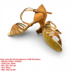 Giày Latin Bé Gái SoulDancer 216B Gót Nhọn (216TEN) - Nâu Da Bò