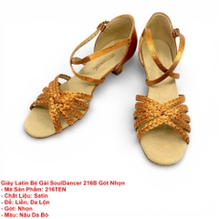 Giày Latin Bé Gái SoulDancer 216B Gót Nhọn (216TEN) - Nâu Da Bò