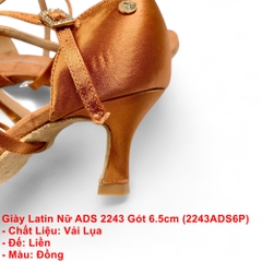 Giày Latin Nữ ADS 2243 Gót 6.5cm (2243ADS6P) - Nâu Da Bò + Size