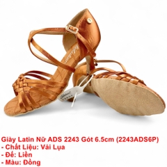 Giày Latin Nữ ADS 2243 Gót 6.5cm (2243ADS6P) - Nâu Da Bò + Size