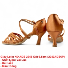 Giày Latin Nữ ADS 2243 Gót 6.5cm (2243ADS6P) - Nâu Da Bò + Size