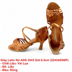 Giày Latin Nữ ADS 2243 Gót 6.5cm (2243ADS6P) - Nâu Da Bò + Size