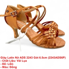 Giày Latin Nữ ADS 2243 Gót 6.5cm (2243ADS6P) - Nâu Da Bò + Size
