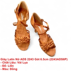 Giày Latin Nữ ADS 2243 Gót 6.5cm (2243ADS6P) - Nâu Da Bò + Size