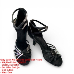 Giày Latin Nữ Đính Đá 225D Gót 7.5cm (225D7P) - Đen